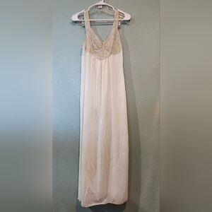 VTG Sheer Lace Nylon Van Raalte Myth Grecian Maxi Nightgown Dress Slip Sz 32 USA